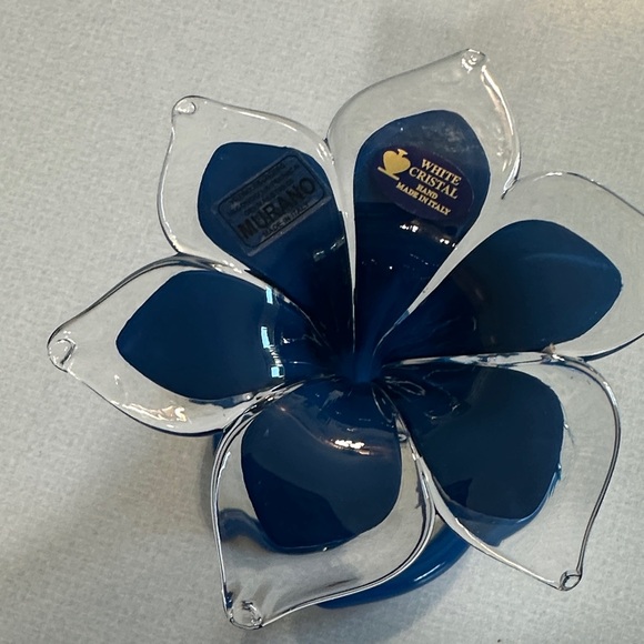 Blue Murano Glass Flower Vase - Picture 2 of 5